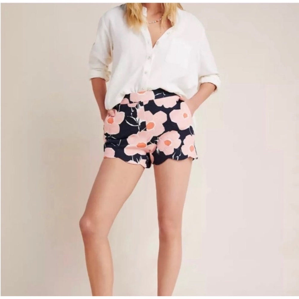 By Anthropologie scalloped floral shorts